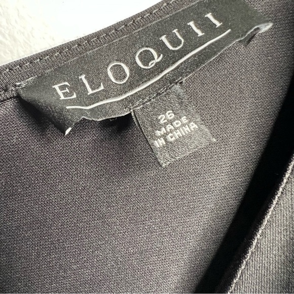 Eloquii Black Long Sleeve V Neck Maxi Ruched Dress With Side Slit Plus Size 26 - Picture 5 of 6